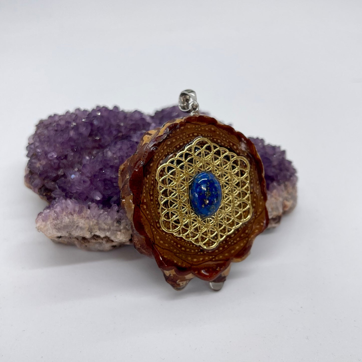 Lapis Lazuli "Flower of Life" Pinecone Pendant