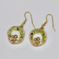 peridot gemstone mushroom earrings on white background