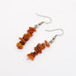 Carnelian Gemstone chip dangle earrings on white background