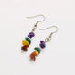 chakra dangle earrings on white background