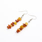 Carnelian and Yellow Aventurine Gemstone dangle Earrings on white background
